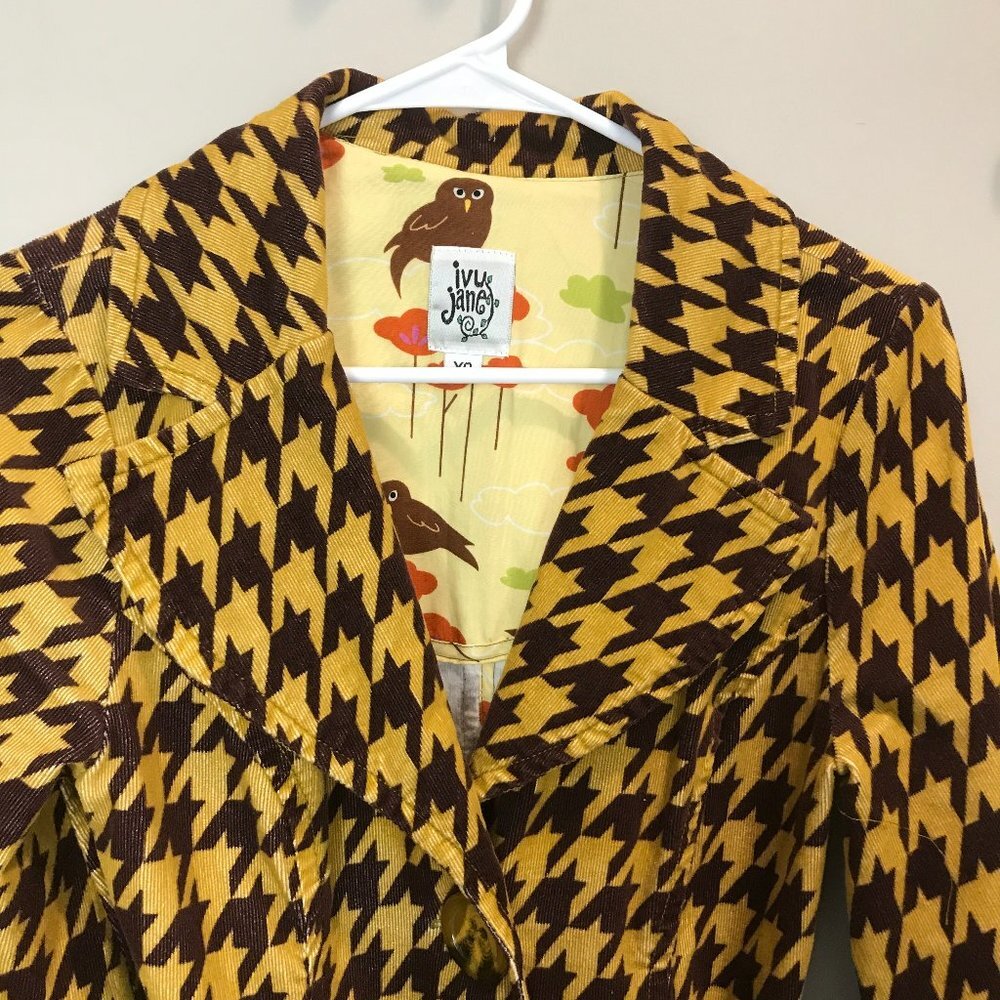 IVY JANE houndstooth cordoroy lt wt coat Sz XS